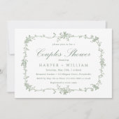 Sage Green Classic Franse Bloemenkoppels Douche Kaart (Voorkant)