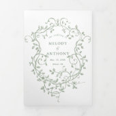 Sage Green Classic Franse Victoriaans Bloemen Huwe Drieluik Uitnodiging (Cover)