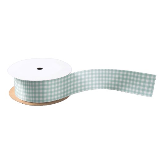 Sage Green Classic Gingham Checked Pattern Satijnen Lint (Spoel)