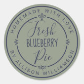 Sage Green Classic Homemade Blueberry Pie Label (Voorkant)