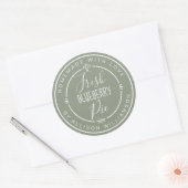 Sage Green Classic Homemade Blueberry Pie Ronde Sticker (Envelop)