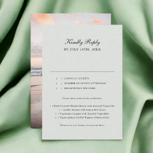Sage Green Classic Kalligrafie Foto Huwelijk RSVP Kaartje