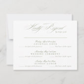 Sage Green Classic Kalligrafie multi-event RSVP Kaartje (Voorkant)