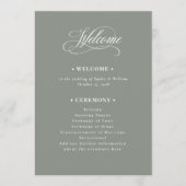 Sage Green | Classic Luxe bruiloft welkom Programmakaart (Voorkant)