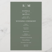 Sage Green Classic Minimalistische Wedding Program (Voorkant)