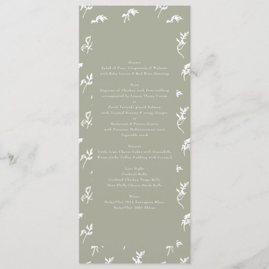 Sage Green Classic  Monogram Crest Bruiloft Menu (Voorkant)