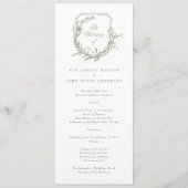 Sage Green Classic Monogrammed The Wedding Crest Programmakaart (Voorkant)