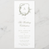 Sage Green Classic Monogrammed The Wedding Crest Programmakaart (Achterkant)
