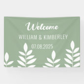 Sage Green Classic Rustic Simple Modern Wedding Spandoek (Horizontaal)