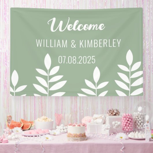 Sage Green Classic Rustic Simple Modern Wedding Spandoek (Feest)
