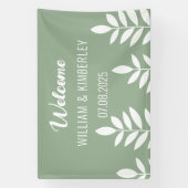 Sage Green Classic Rustic Simple Modern Wedding Spandoek (Verticaal)