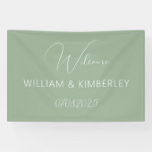 Sage Green Classic Rustic Simple Modern Wedding Spandoek (Horizontaal)
