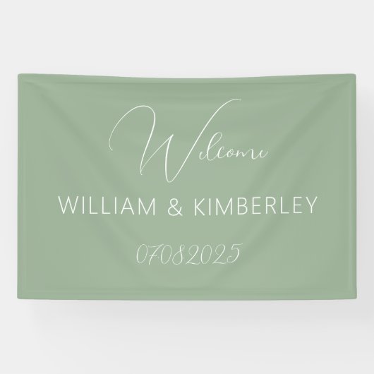 Sage Green Classic Rustic Simple Modern Wedding Spandoek (Horizontaal)