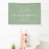 Sage Green Classic Rustic Simple Modern Wedding Spandoek (Insitu)
