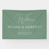 Sage Green Classic Rustic Simple Modern Wedding Spandoek (Horizontaal)