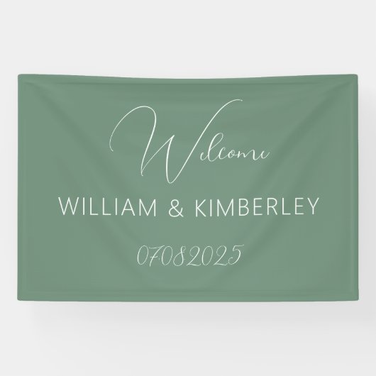 Sage Green Classic Rustic Simple Modern Wedding Spandoek (Horizontaal)