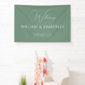 Sage Green Classic Rustic Simple Modern Wedding Spandoek (Insitu)