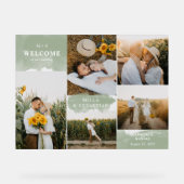 Sage Green Clean Modern & 5 Foto's Welkom Acryl Bord (Voorkant)