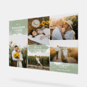 Sage Green Clean Modern & 5 Foto's Welkom Acryl Bord (Hoek)