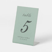 Sage Green Cloud Pattern Table Number Reclamebord Met Voetstuk (Voorkant)