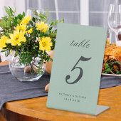 Sage Green Cloud Pattern Table Number Reclamebord Met Voetstuk