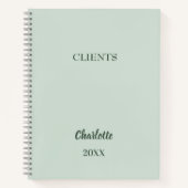 Sage green coach business clients notitieboek (Voorkant)
