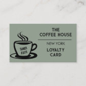 Sage Green Coffee Shop Loyalty Kaart Visitekaartje (Voorkant)