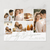 Sage Green Collage Multi 8 Foto Sla de datum op Aankondigingskaart (Voorkant)
