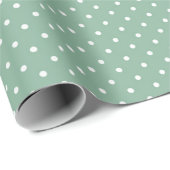 Sage Green Color White Dot Watercolor Cadeaupapier (Rol Hoek)