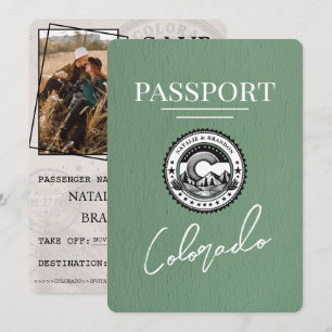 Sage Green Colorado Passport Bewaar de datum Save The Date
