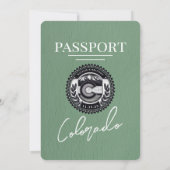 Sage Green Colorado Passport Wedding Kaart (Achterkant)