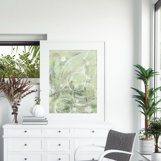 Sage Green Contemporary Abstract art Poster