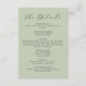 Sage Green Coordinate Wedding Details Informatiekaartje (Voorkant)