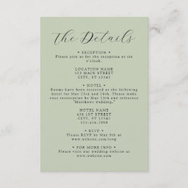 Sage Green Coordinate Wedding Details Informatiekaartje