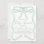 Sage Green Coquette Bow Baby shower MAAK ELKE KLEU Kaart (Voorkant)