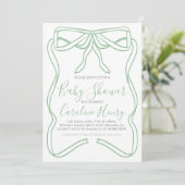 Sage Green Coquette Bow Baby shower MAAK ELKE KLEU Kaart (Staand voorkant)