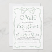 Sage Green Coquette Bow Baby shower MAAK ELKE KLEU Kaart (Voorkant)
