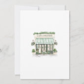 Sage Green Coquette Bow Parijse Cafe Baby shower Kaart (Achterkant)