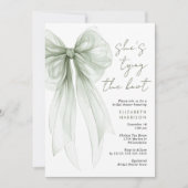 Sage Green Coquette Bow Waterverf Vrijgezellenfees Kaart (Voorkant)
