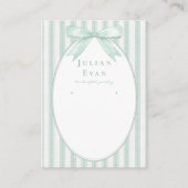 Sage Green Coquette Preppy Stripe Jewelry Display Visitekaartje (Voorkant)