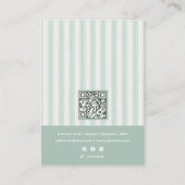 Sage Green Coquette Preppy Stripe Jewelry Display Visitekaartje (Achterkant)