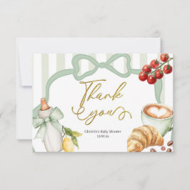 Sage Green Coquette Stripes Italy Ciao Baby Bedankkaart