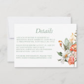 Sage Green Coral Pink Floral Wedding Details Kaart (Voorkant)