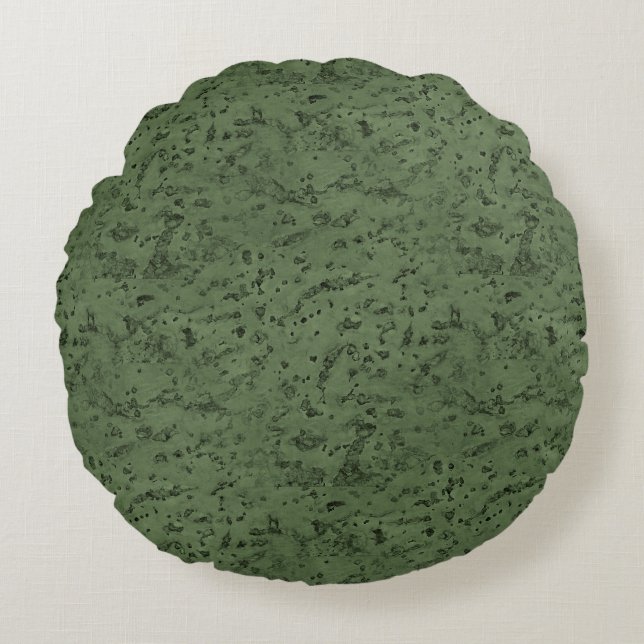 Sage Green Cork look Wood Graan Rond Kussen (Voorkant)