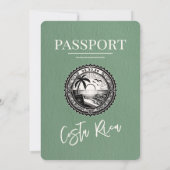 Sage Green Costa Rica Paspoort Huwelijksuitnodigin Kaart (Achterkant)