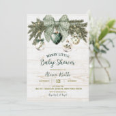 Sage Green Country Rustic Winter Baby Shower Kaart (Staand voorkant)