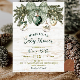 Sage Green Country Rustic Winter Baby Shower Kaart