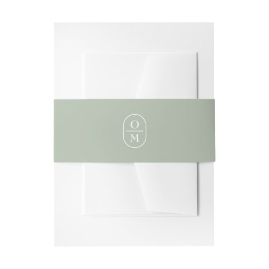 Sage Green | Couple Monogram Wedding Invitation  Uitnodigingen Wikkel (Voorkant Voorbeeld)