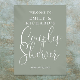 Sage Green Couples Douche Welkomstbord Poster