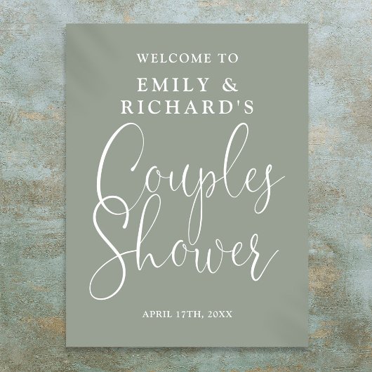 Sage Green Couples Douche Welkomstbord Poster